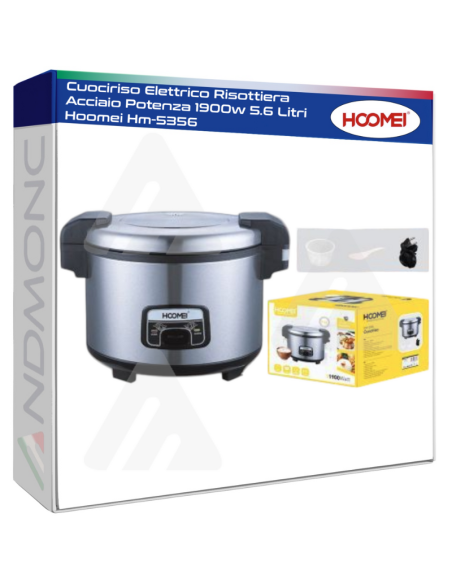 Cuociriso Elettrico Risottiera Acciaio Potenza 1900w 5.6 Litri Hoomei Hm-5356