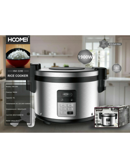 Cuociriso Elettrico Multifunzione Risottiera Riso Vapore 1900 W 16Lt HM-5390