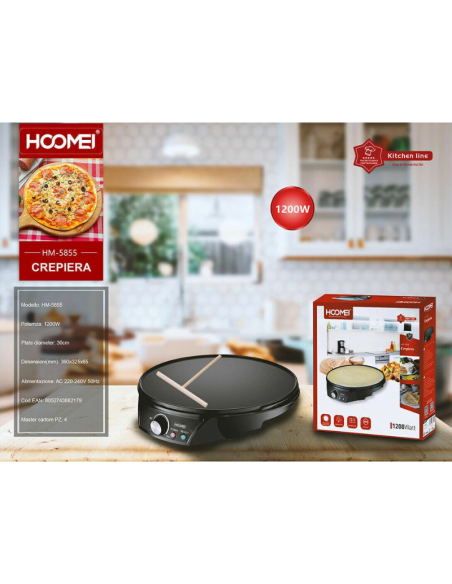 Crepiera Piastra Elettrica per Crepes Piadine Ripiene Dolci Salate 1200W HM-5855