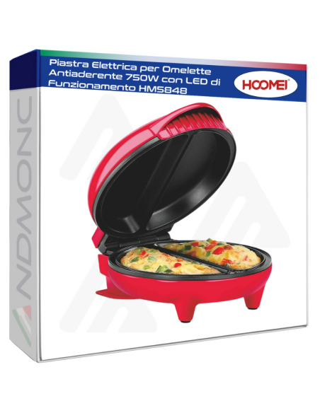 Piastra Elettrica per Omelette Antiaderente 750W con LED di Funzionamento HM5848