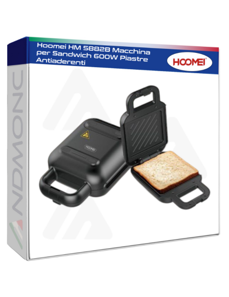 Hoomei HM 5882B Macchina per Sandwich 600W Piastre Antiaderenti