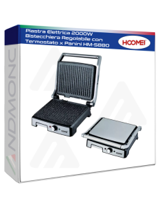 Piastra Elettrica 2000W Bistecchiera Regolabile con...