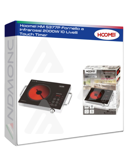 Hoomei HM 5377P Fornello a Infrarossi 2000W 10 Livelli Touch Timer