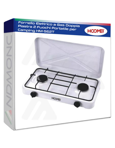 Fornello Elettrico a Gas Doppia Piastra 2 Fuochi Portatile per Camping HM-562T