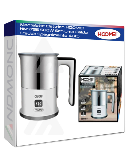 Montalatte Elettrico HOOMEI HM5755 500W Schiuma Calda Fredda Spegnimento Auto