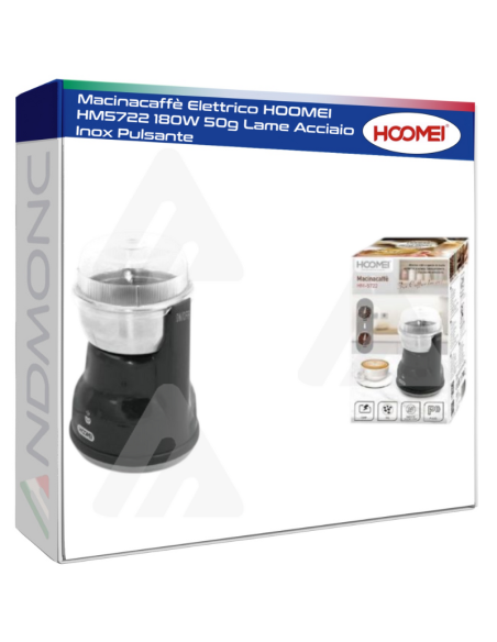 Macinacaffè Elettrico HOOMEI HM5722 180W 50g Lame Acciaio Inox Pulsante