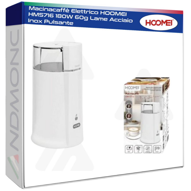 Macinacaffè Elettrico HOOMEI HM5716 180W 60g Lame Acciaio Inox Pulsante