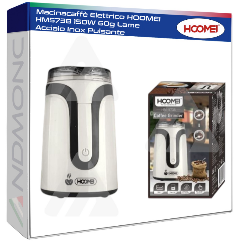 Macinacaffè Elettrico HOOMEI HM5738 150W 60g Lame Acciaio Inox Pulsante