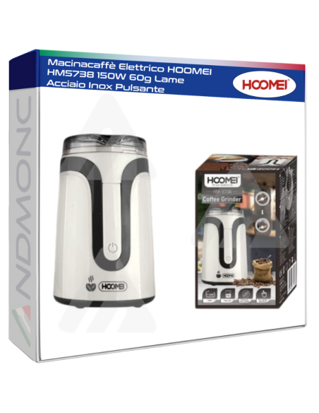 Macinacaffè Elettrico HOOMEI HM5738 150W 60g Lame Acciaio Inox Pulsante