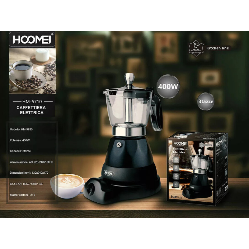 Caffettiera Elettrica Moka 400W Macchina per...