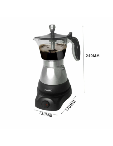 Caffettiera Elettrica Moka 400W Macchina per caffè Macinato per 3 Tazze HM-5710