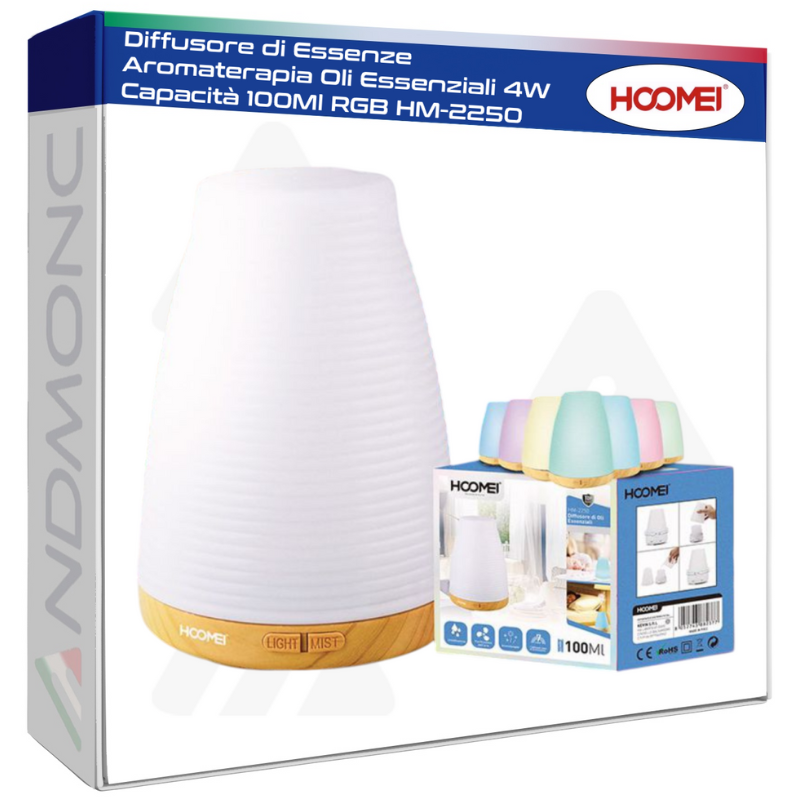 Diffusore di Essenze Aromaterapia Oli Essenziali 4W Capacità 100Ml RGB HM-2250