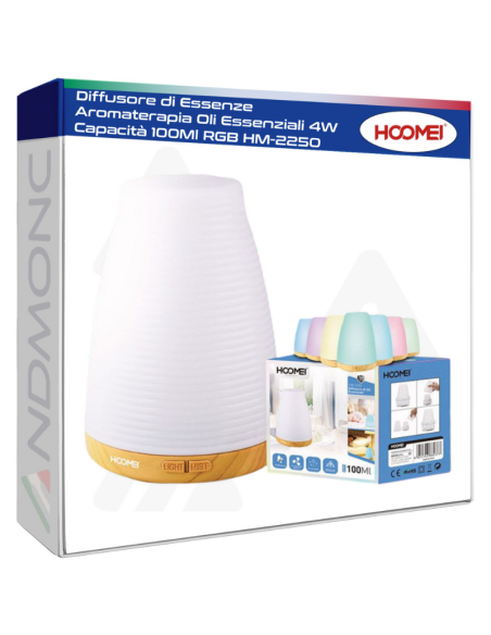 Diffusore di Essenze Aromaterapia Oli Essenziali 4W Capacità 100Ml RGB HM-2250