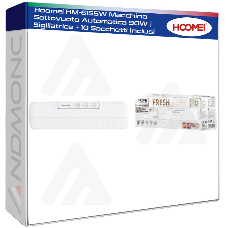 Hoomei HM-6155W Macchina Sottovuoto Automatica 90W - Sigillatrice + 10 Sacchetti Inclusi