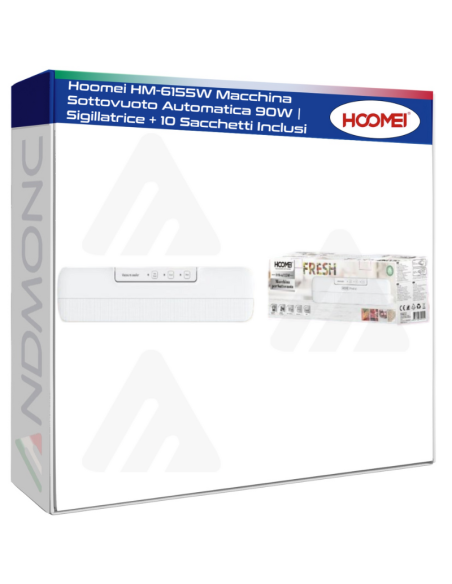 Hoomei HM-6155W Macchina Sottovuoto Automatica 90W - Sigillatrice + 10 Sacchetti Inclusi