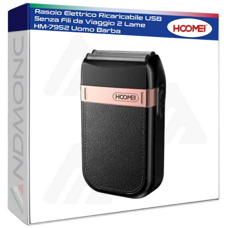Rasoio Elettrico Ricaricabile USB Senza Fili da Viaggio 2 Lame HM-7952 Uomo Barba