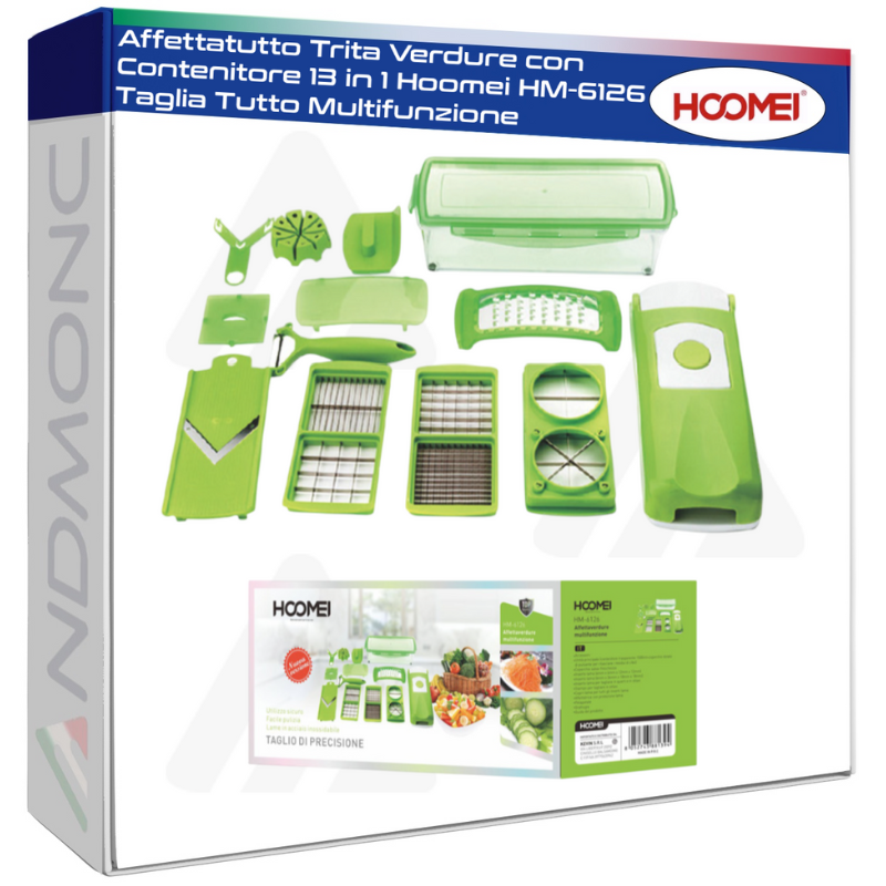Affettatutto Trita Verdure con Contenitore 13 in 1 Hoomei HM-6126 Taglia Tutto Multifunzione