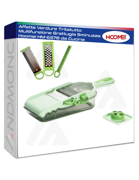 Affetta Verdure Tritatutto Multifunzione Grattugia Sminuzza Hoomei HM-6378 da Cucina