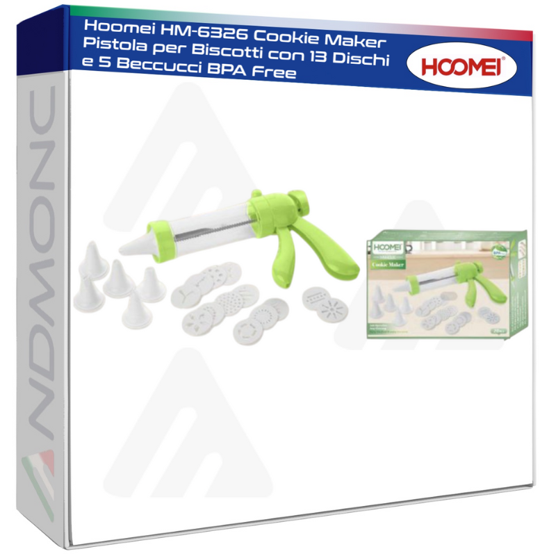 Hoomei HM-6326 Cookie Maker Pistola per Biscotti con 13 Dischi e 5 Beccucci BPA Free