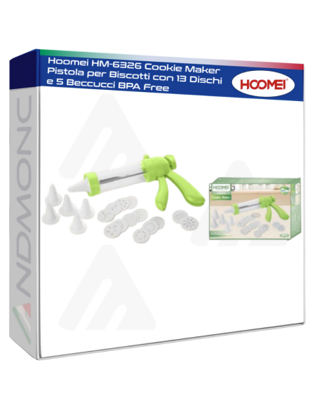 Hoomei HM-6326 Cookie Maker Pistola per Biscotti con 13 Dischi e 5 Beccucci BPA Free