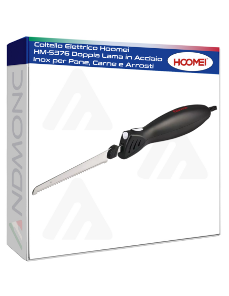 Coltello Elettrico Hoomei HM-5376 Doppia Lama in Acciaio Inox per Pane, Carne e Arrosti
