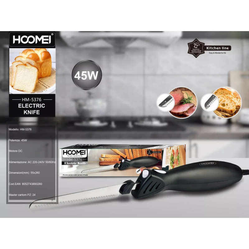 Coltello Elettrico Hoomei HM-5376 Doppia Lama...