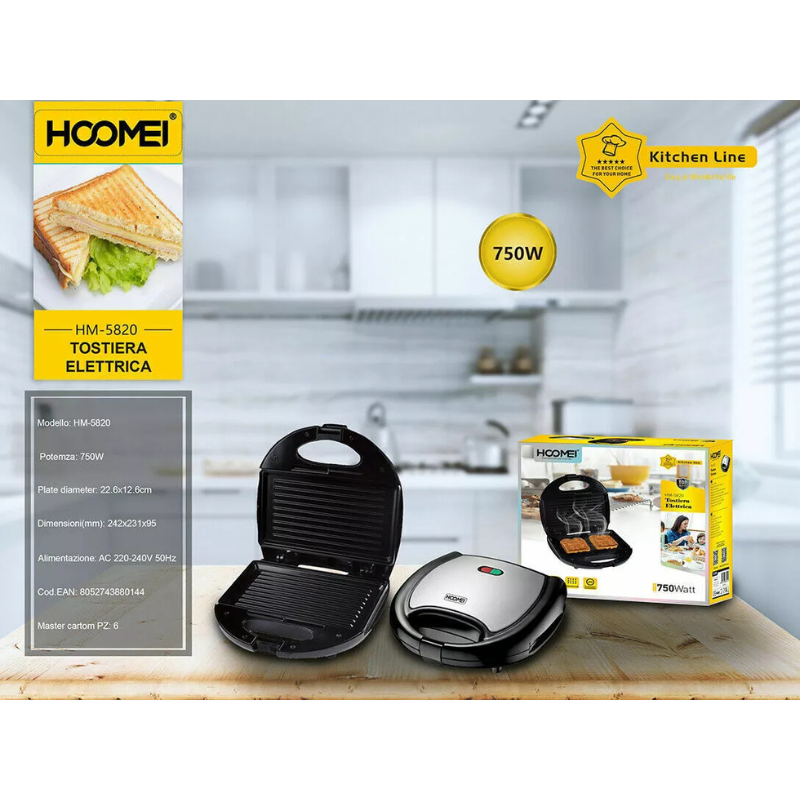 Tostiera Elettrica Hoomei HM-5820 750W –...