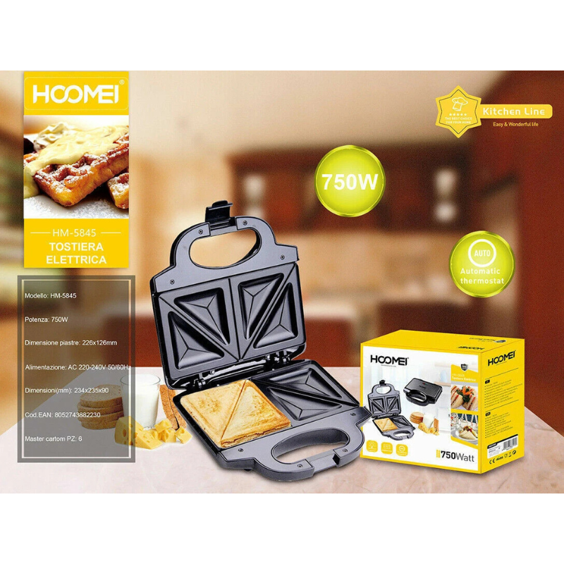 Tostiera Elettrica Hoomei HM-5845 750W –...