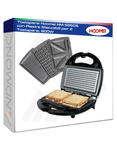 Tostapane Hoomei HM-5860S con Piastre Staccabili per 2...