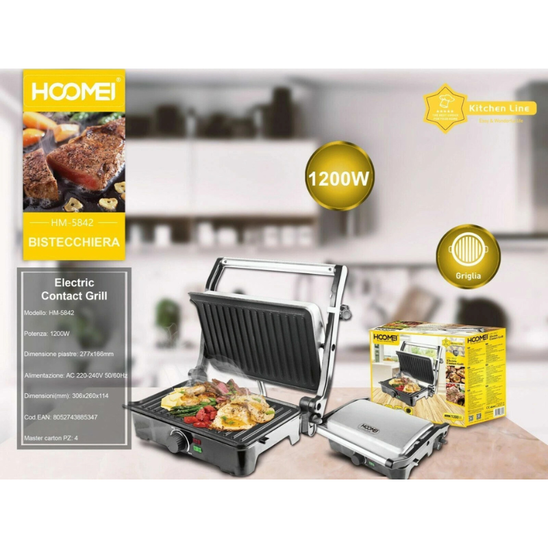 Bistecchiera Hoomei HM-5842 Piastra Griglia...