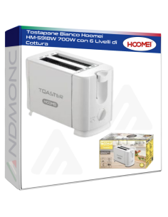 Tostapane Bianco Hoomei HM-5918W 700W con 6 Livelli di...