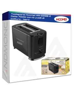 Tostapane Hoomei HM-5918B 2 Fette 700W con 6 Livelli di...
