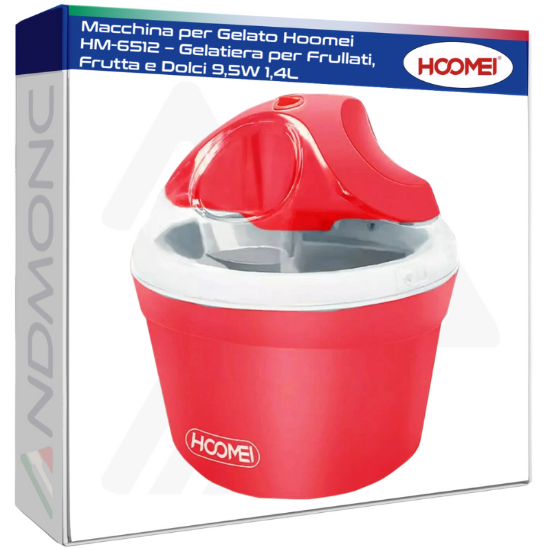 Macchina per Gelato Hoomei HM-6512 – Gelatiera per Frullati, Frutta e Dolci 15W 1,4L
