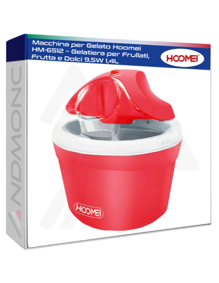 Macchina per Gelato Hoomei HM-6512 – Gelatiera per Frullati, Frutta e Dolci 15W 1,4L