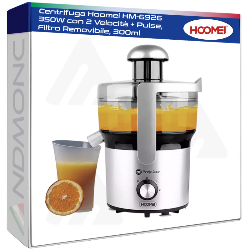 Centrifuga Hoomei HM-6926 350W con 2 Velocità + Pulse, Filtro Removibile, 300ml