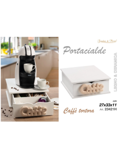 Portacialde Legno e Ceramica, Caffè, Tortora, 27x33x11cm 2