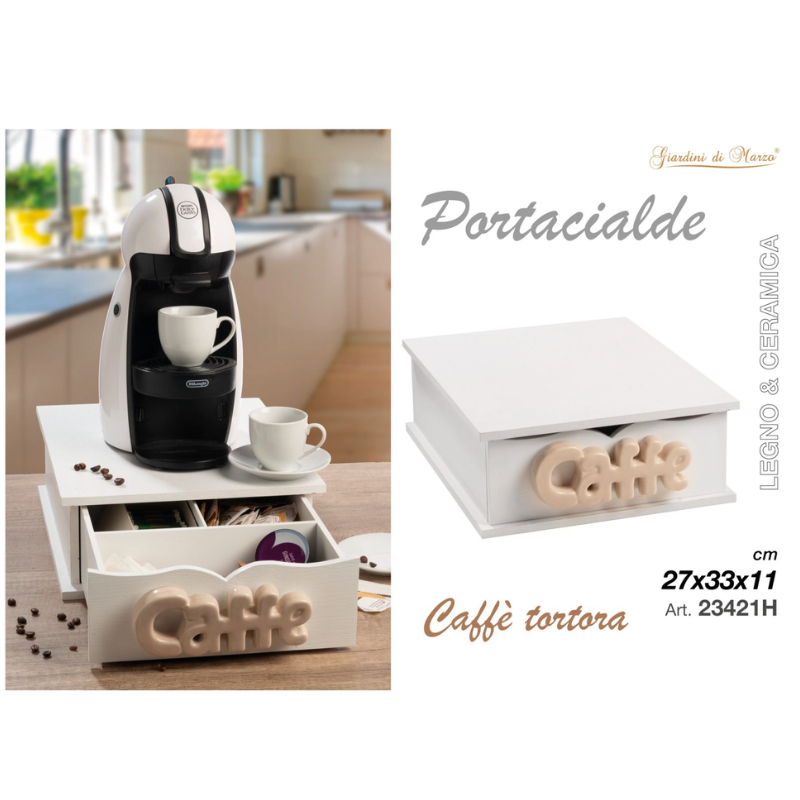 Portacialde Legno e Ceramica, Caffè, Tortora,...