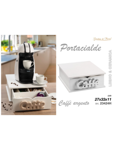 Portacialde Legno e Ceramica, Caffè, Argento, 27x33x11cm 2