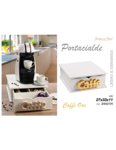 Portacialde Legno e Ceramica, Caffè, ORO, 27x33x11cm 2