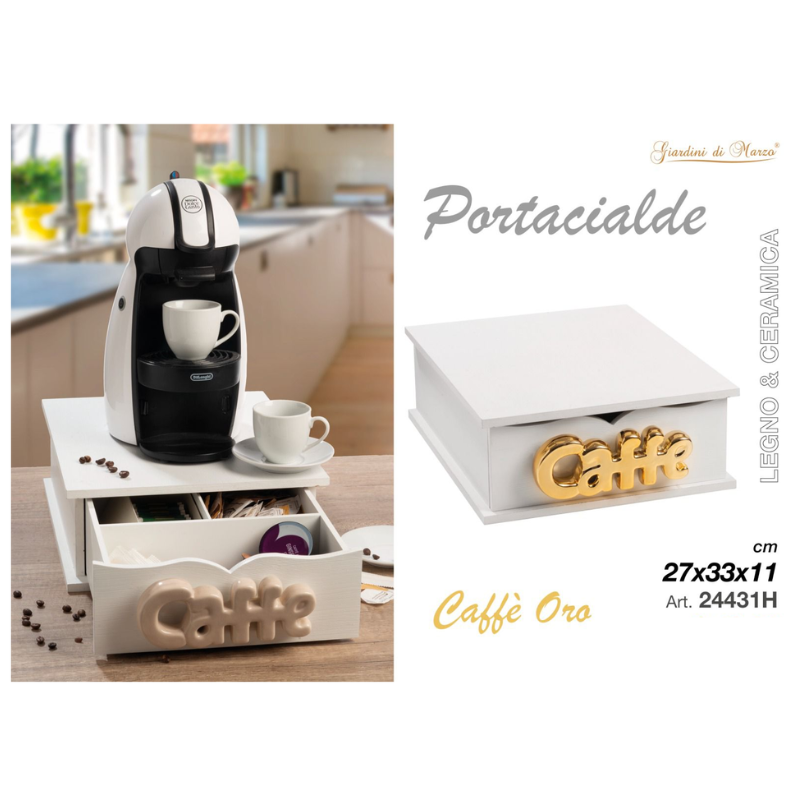 Portacialde Legno e Ceramica, Caffè, ORO,...