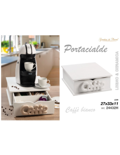Portacialde Legno e Ceramica, Caffè, Bianco, 27x33x11cm 2