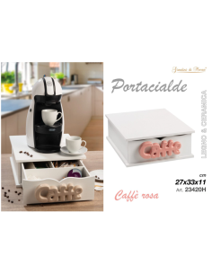 Portacialde Legno e Ceramica, Caffè, Rosa, 27x33x11cm 2