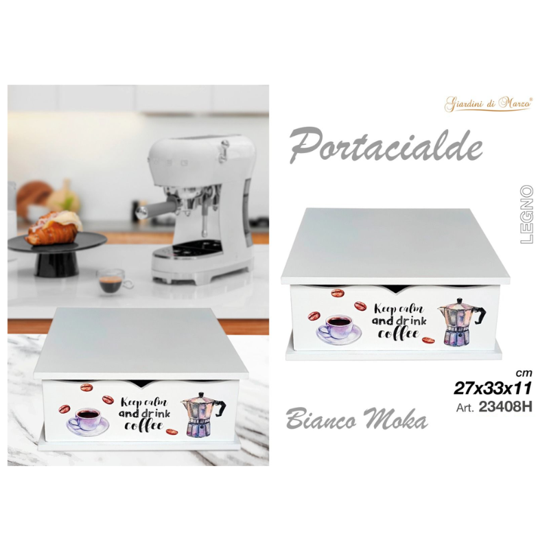 Portacialde Legno, Caffè, Bianco Moka, 27x33x11cm