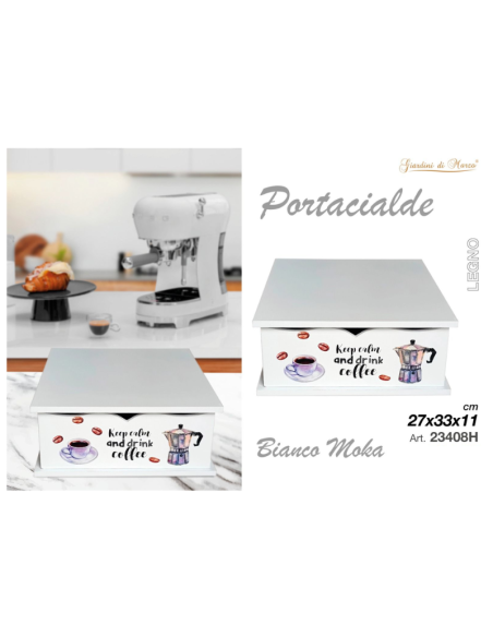 Portacialde Legno, Caffè, Bianco Moka, 27x33x11cm