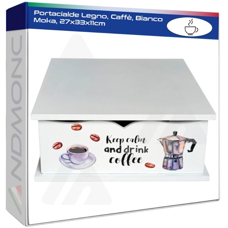 Portacialde Legno, Caffè, Bianco Moka, 27x33x11cm