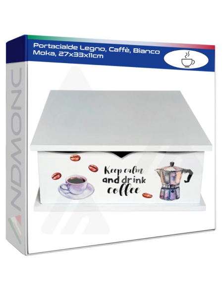 Portacialde Legno, Caffè, Bianco Moka, 27x33x11cm