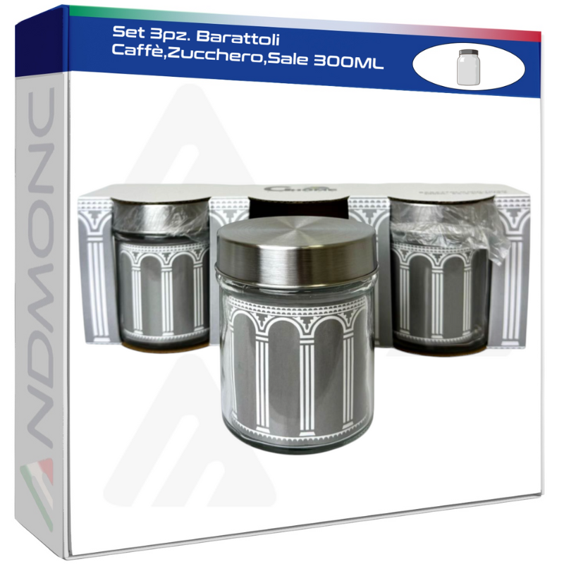 Set 3pz. Barattoli Caffè,Zucchero,Sale 300ML