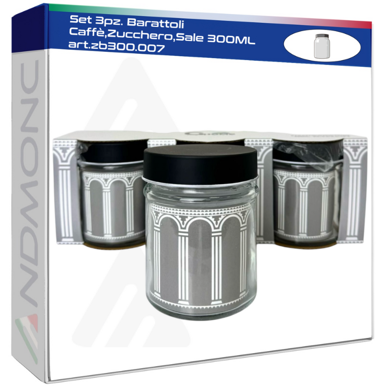 Set 3pz. Barattoli Caffè,Zucchero,Sale 300ML...