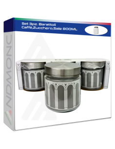 Set 3pz. Barattoli Caffè,Zucchero,Sale 800ML