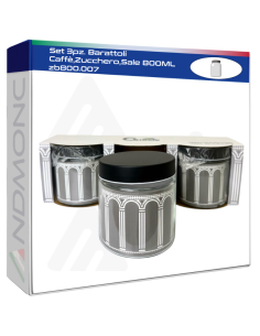 Set 3pz. Barattoli Caffè,Zucchero,Sale 800ML zb800.007